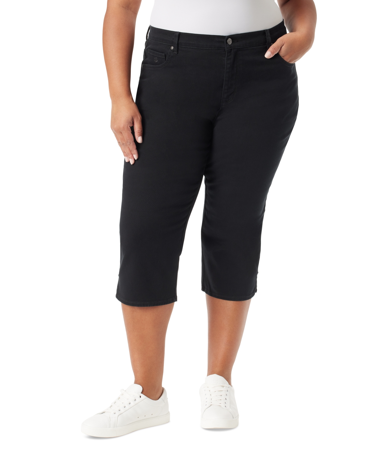 Gloria Vanderbilt Plus Size Amanda High-rise Capri Jeans In Black Rinse