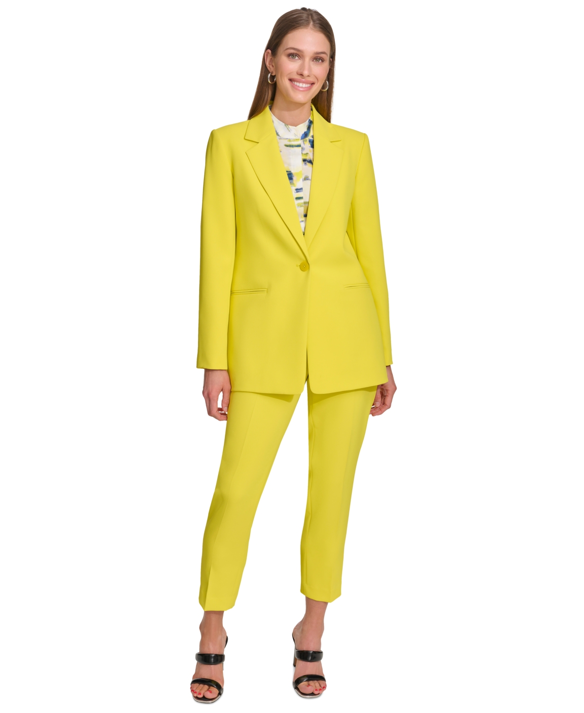 Women's One-Button Blazer - Fluro Yellow