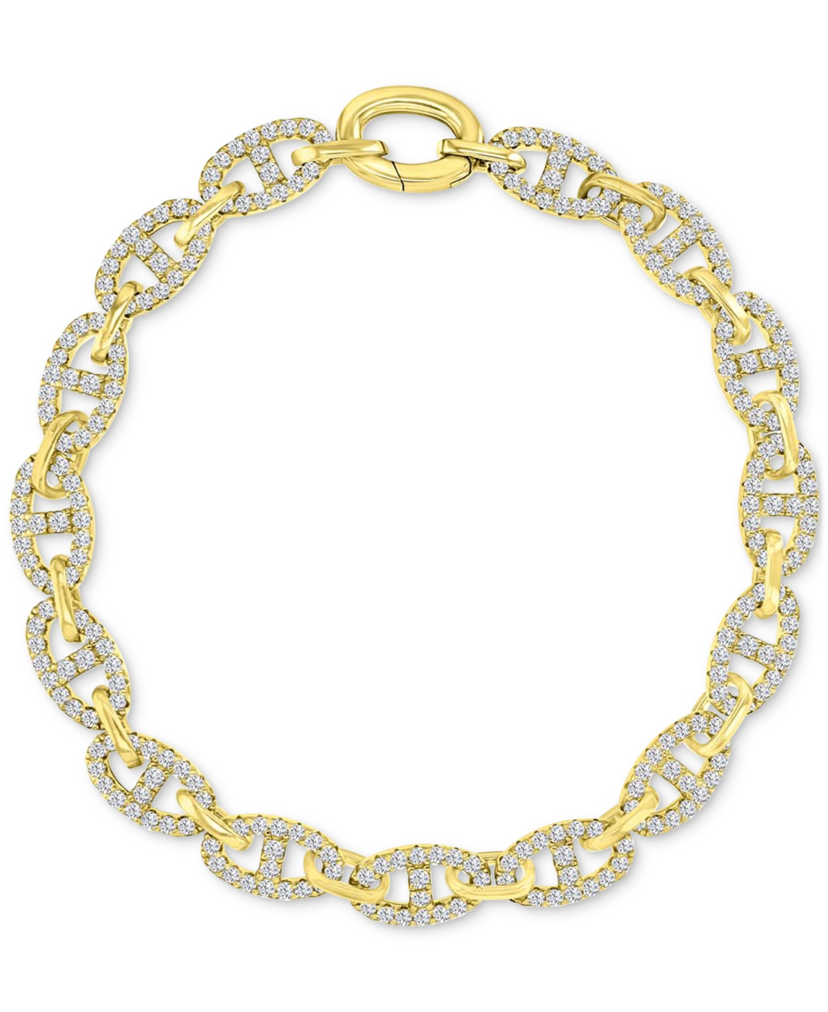 Shop Macy's Cubic Zirconia Pave Mariner Link Chain Bracelet In Gold