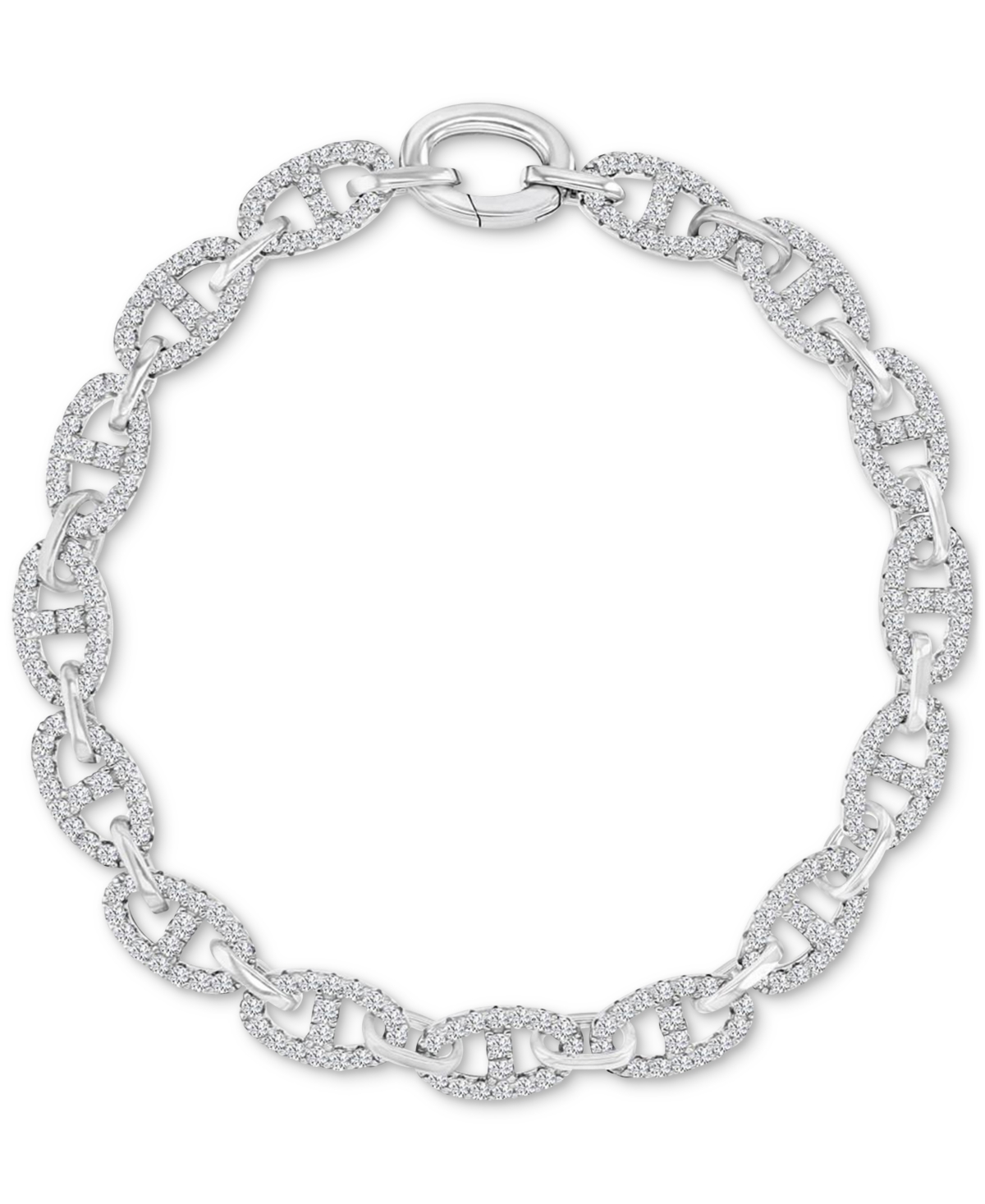 Shop Macy's Cubic Zirconia Pave Mariner Link Chain Bracelet In Silver