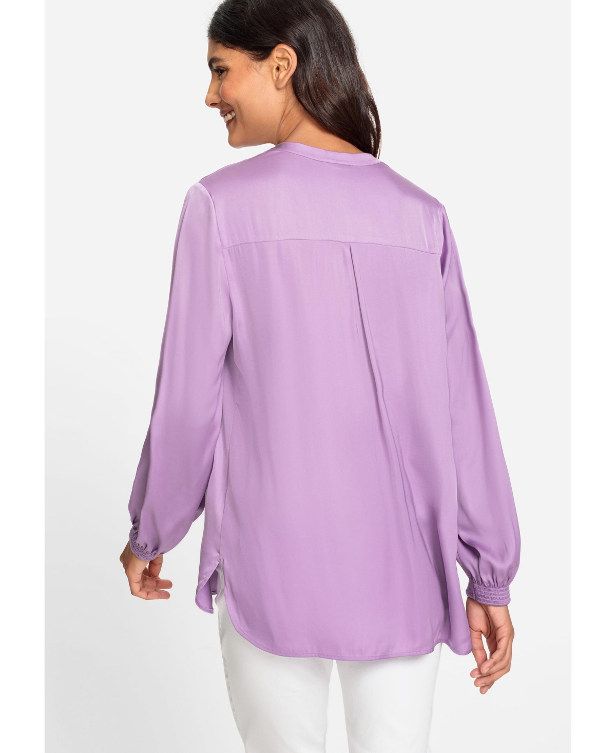 Olsen Long Sleeve Satin Effect Tunic Blouse