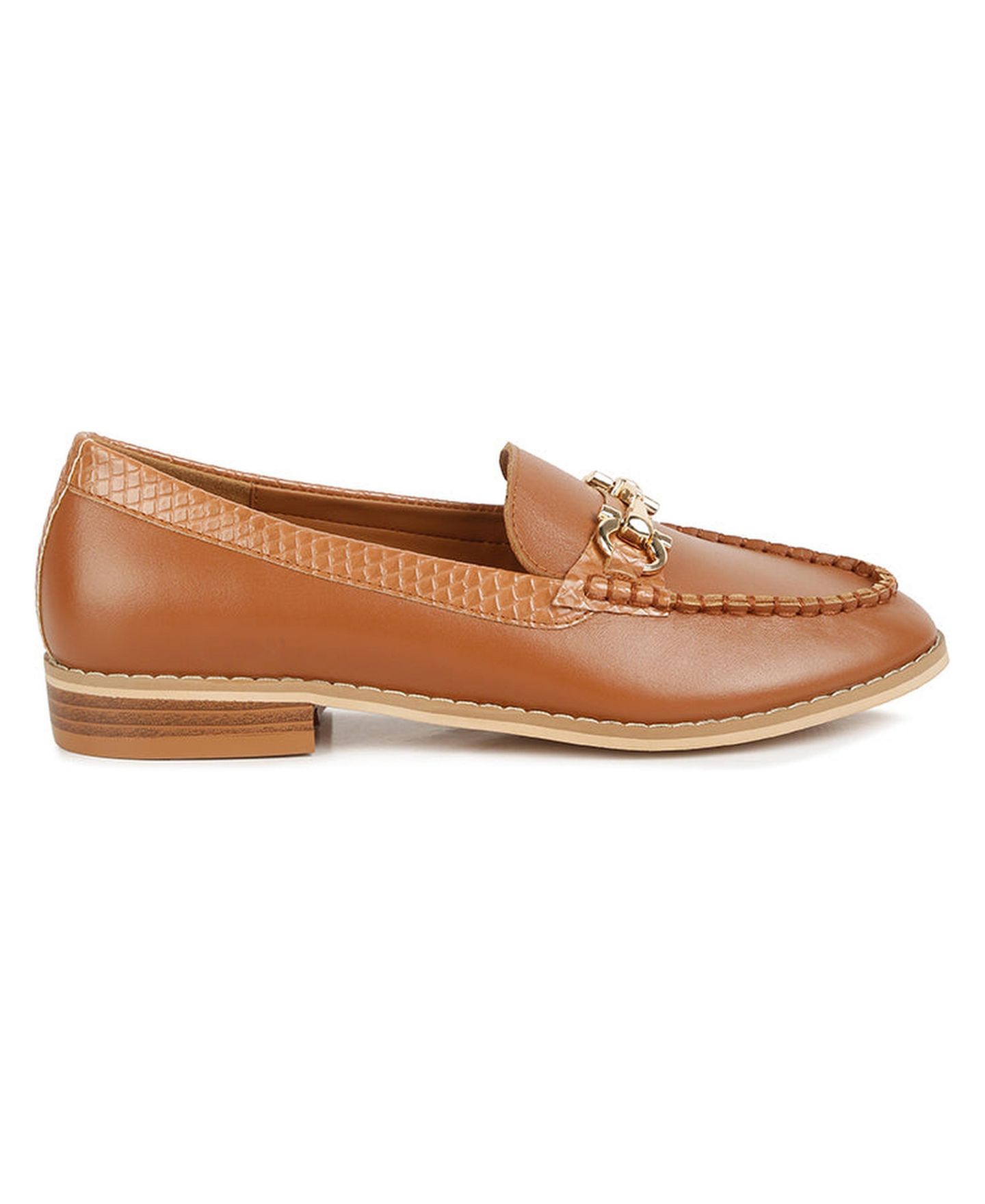 Женские туфли Rag & Co Holda Horsebit Embellished Loafers With Stitch Detail, цвет: Бежевый / Хаки — фото 1