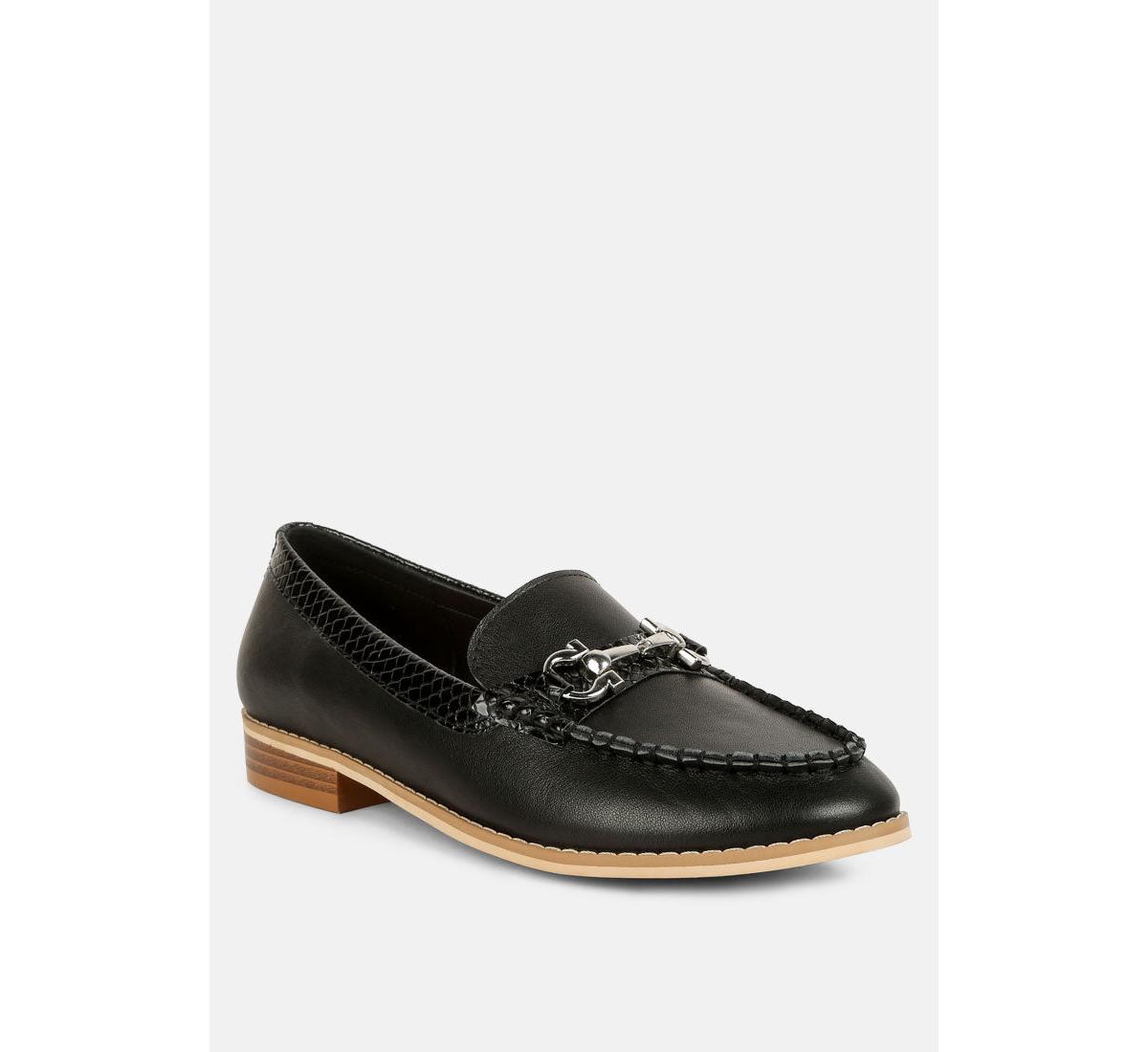 RAG & CO HOLDA WOMEN'S HORSEBIT EMBELLISHED LOAFERS WITH STITCH DETAIL