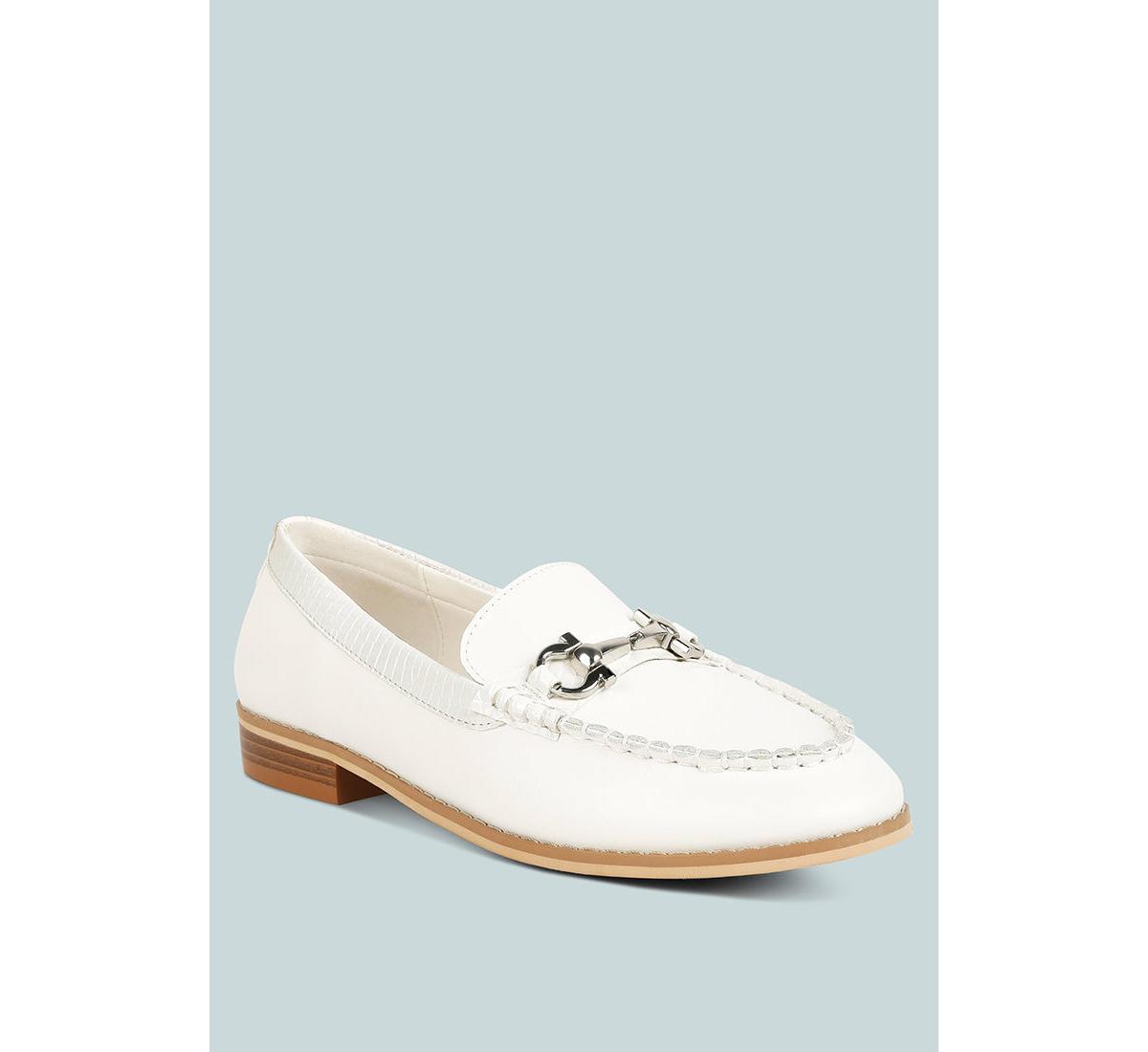 RAG & CO HOLDA WOMEN'S HORSEBIT EMBELLISHED LOAFERS WITH STITCH DETAIL