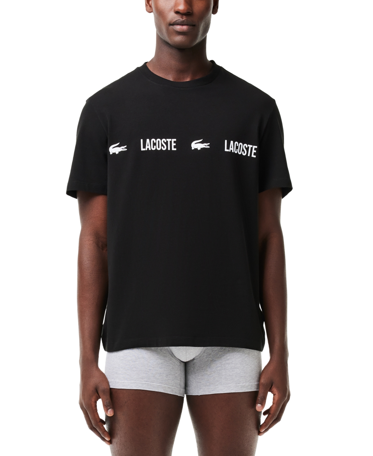 Shop Lacoste Men's Logo Band Underwear T-shirt In Black