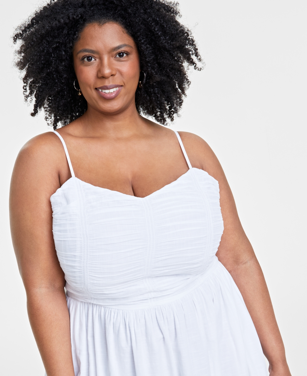 On 34th Trendy Plus Size Ruched Corset Midi Dress, Created for Macy's