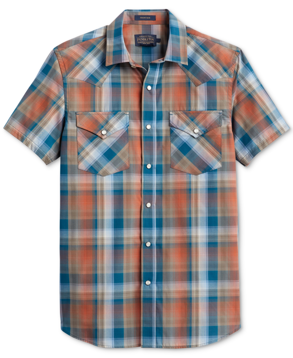 Men's Frontier Plaid Short Sleeve Button-Front Shirt - Brown, Red Plaid