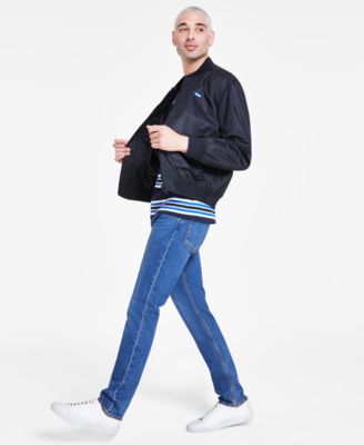 Hugo By  Boss Mens Bomber Jacket Striped Long Sleeve T Shirt Slim Fit Jeans In Dark Blue