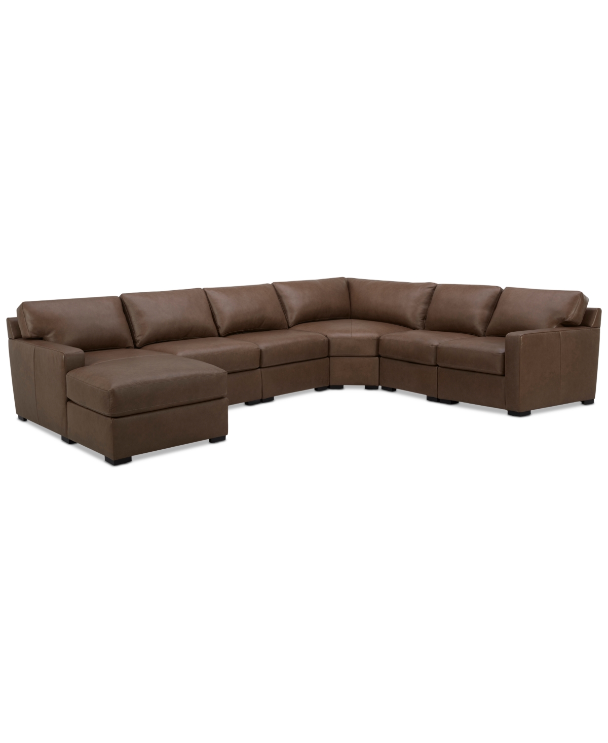 Shop Macy's Radley 141" 6-pc. Leather Wedge Modular Chaise Sectional, Created For  In Chesnut