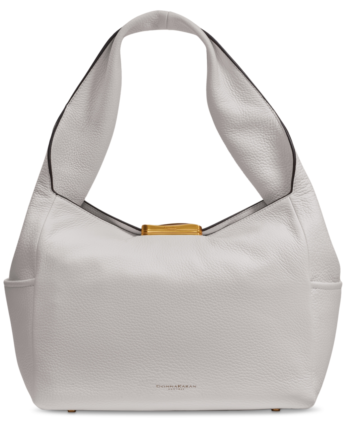 Donna Karan Amagansett Soft-Rolled Leather Shoulder with Sculpted Magnet Closure - Black/gold