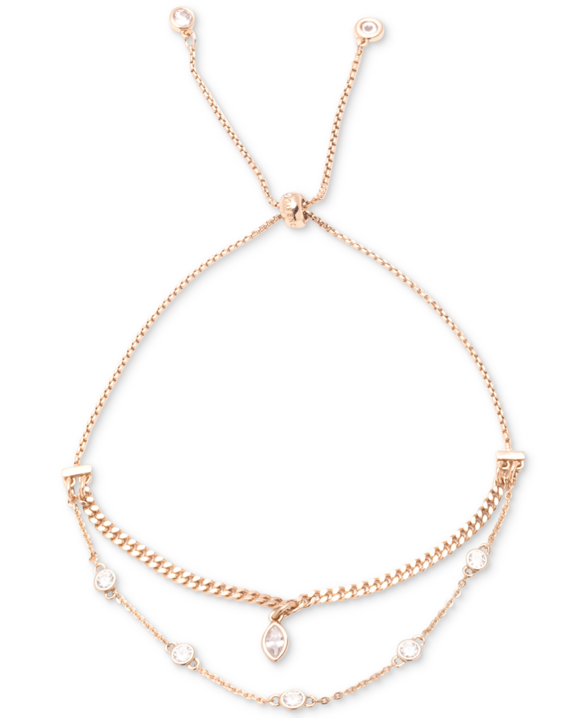 Shop Givenchy Gold-tone Crystal Adjustable Slider Bracelet In White