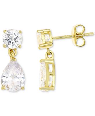 Macy's - Cubic Zirconia Round & Pear Drop Earrings in 14k Gold-Plated Sterling Silver