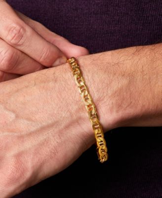 Lightweight Men's Beveled Marine Link Bracelet in 10k Gold