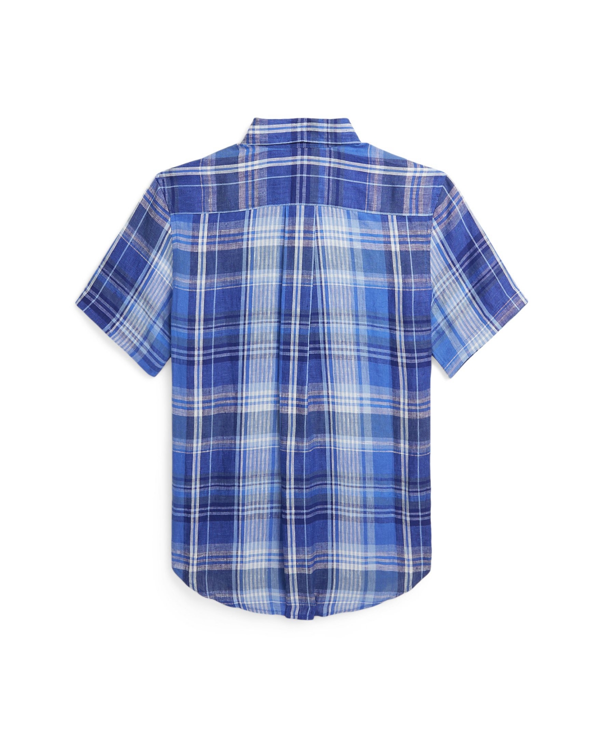 Shop Polo Ralph Lauren Big Boys Plaid Linen Short-sleeve Shirt In Blue Multi