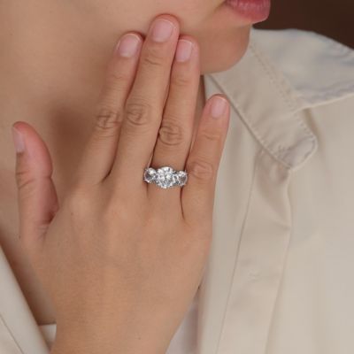 3CTW CZ Past Present Future Three Stone Promise Ring Round Solitaire Cut Cubic Zirconia .925 Sterling Silver