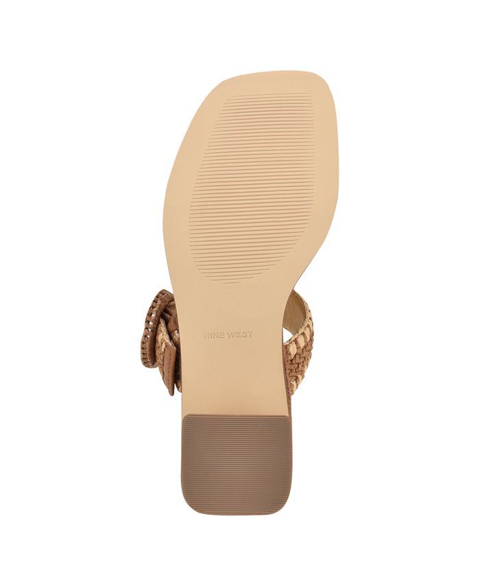 Nine West Women's Emerey Slip-On Square Toe Dress Sandals - Brown - 10M