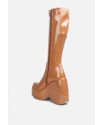 dirty dance patent high platform calf boots