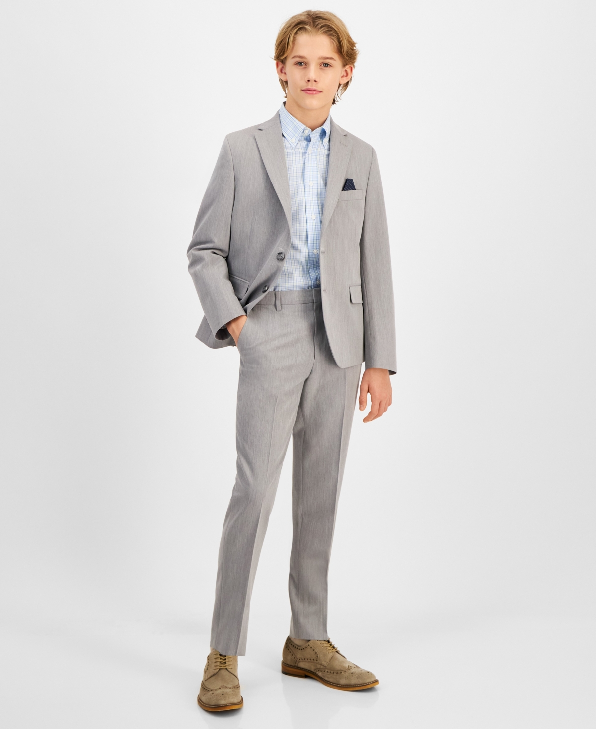 Brooks Brothers Kids' Big Boys Classic Fit Stretch Suit Jacket In Light Gray
