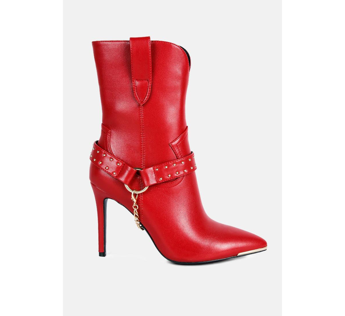 London Rag Pro Tip High Heeled Cult Ankle Boot In Red