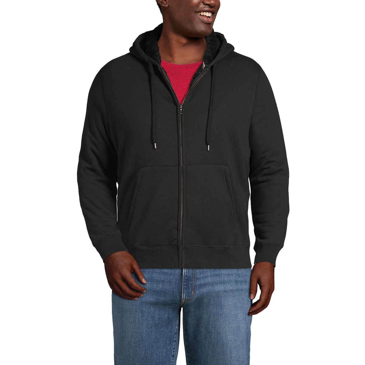 Men's Serious Sweats Full Zip High Pile Fleece Hoodie - Black