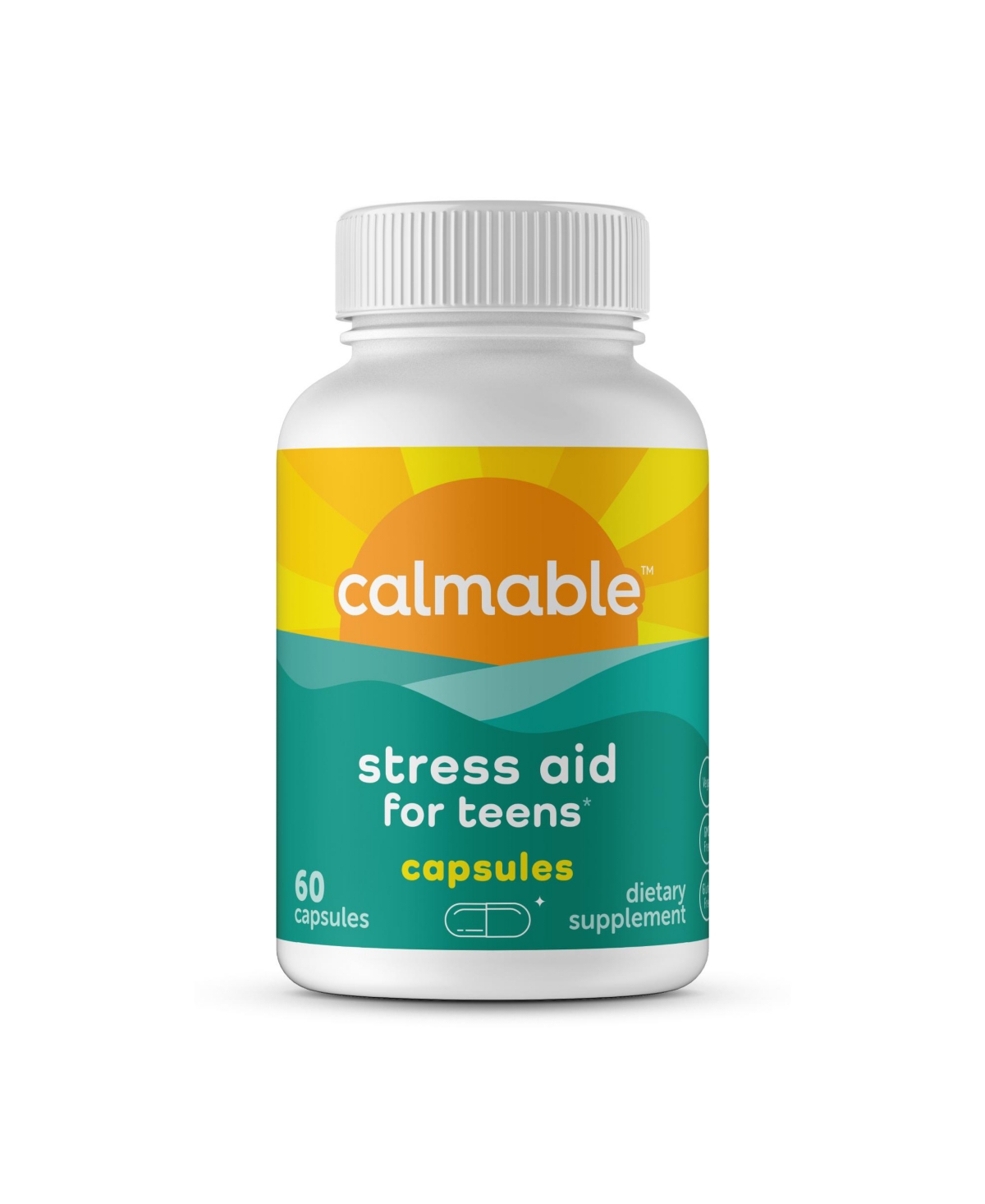 Stress Relief Aid for Teens Capsules - Stress Relief - Pyridoxine B6, L-Theanine - 60 Capsules - Open Miscellaneous