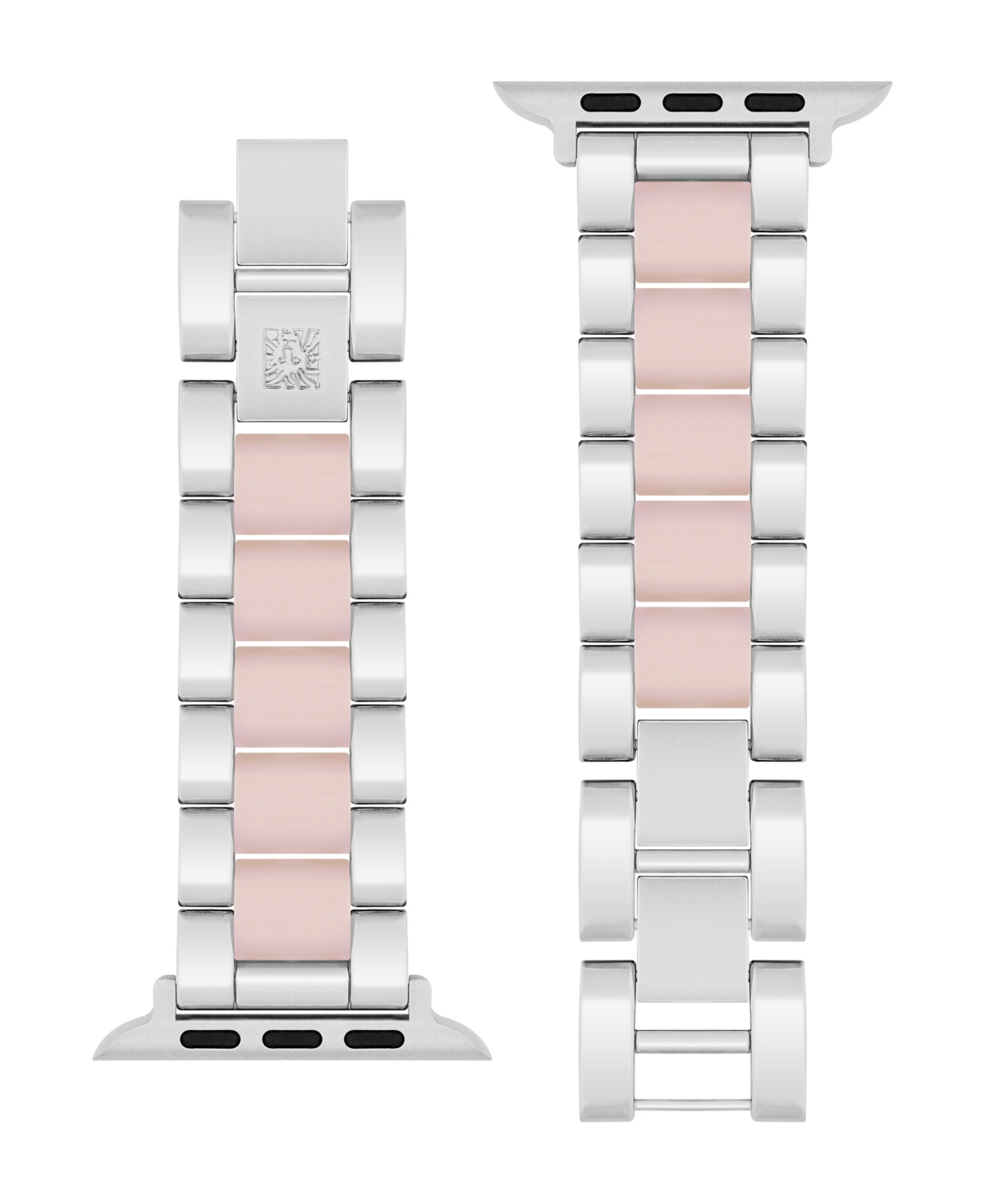Shop Anne Klein Women's Pink Iridescent Acetate With Silver-tone Alloy Link Bracelet Compatible With 38mm/40mm/41mm  In Pink,silver-tone