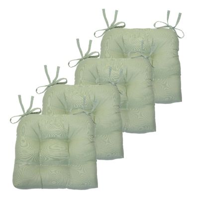 Country Living Plush Solid Colored Country Farmhouse Reversible Chair Cushions/Pads With Tear Proof Ties - Linen - 4 Piece