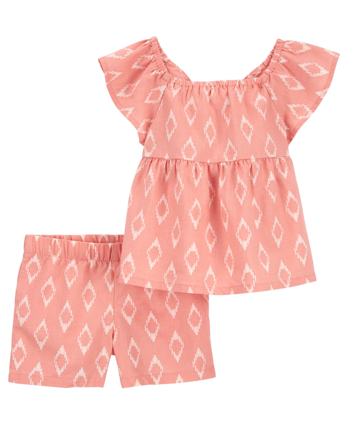 Shop Carter's Baby Girls Linen Top And Shorts, 2 Piece Set In Pink