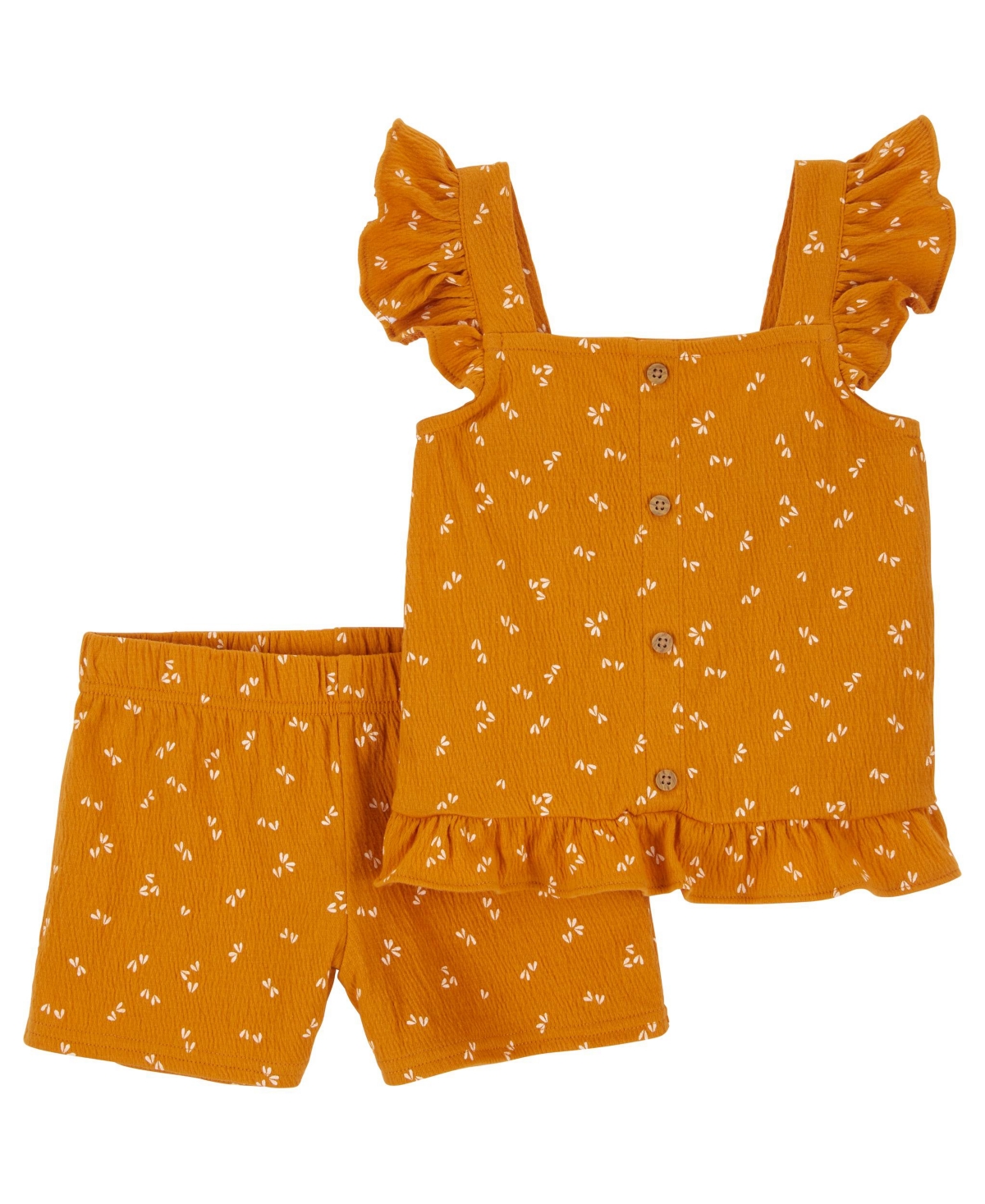 Shop Carter's Toddler Girls Floral Crinkle Jersey Tank Top And Shorts, 2 Piece Set In Yellow