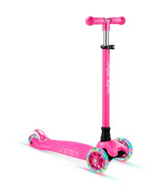 Mini 3-Wheel Kids Scooter with LED light-up wheels, 4-height adjustable handlebar, anti-slip deck & safety brake, for ages 2+, teal