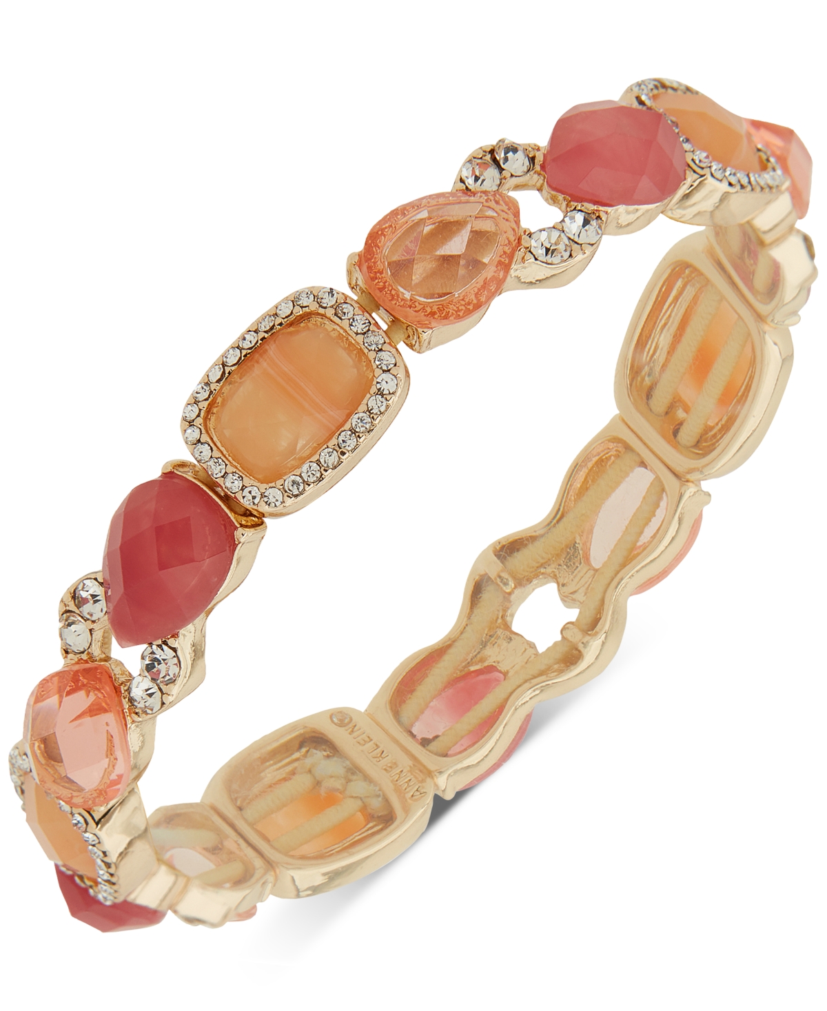 Shop Anne Klein Gold-tone Mixed Stone Stretch Bracelet In Multi