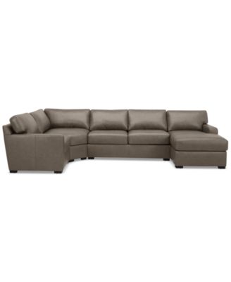 Radley 148" 4-Pc. Leather Wedge Modular Chaise Sectional