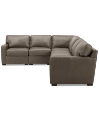 Radley 101" 5-Pc. Leather Square Corner L Shape Modular Sectional