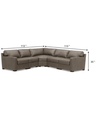 Radley 113" 5-Pc. Leather Wedge L Shape Modular Sectional