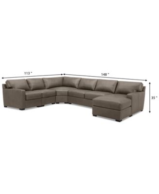 Radley 148" 5-Pc. Leather Wedge Modular Chase Sectional