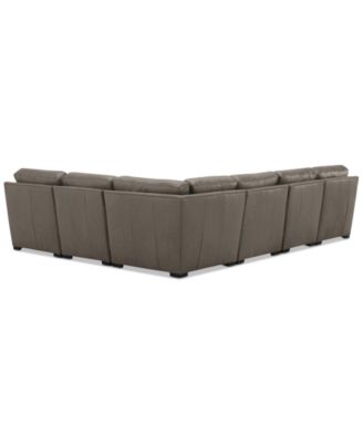 Radley 129" 6-Pc. Leather Square Corner Modular Chaise Sectional