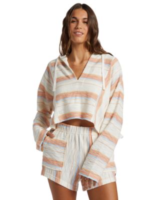 Roxy - Juniors' Todos Santos Cropped V-Neck Hoodie