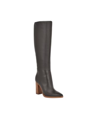 GUESS Women's Lannie Block Heel Almond Toe Tall Dress Boots - Macy's
