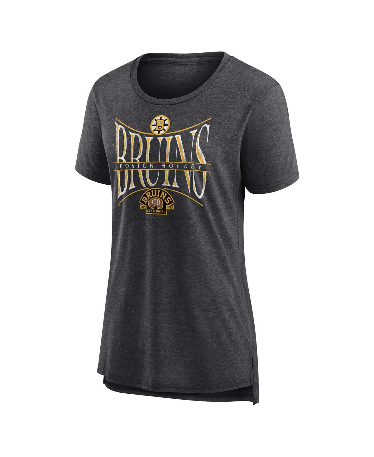 Fanatics Branded  Heather Charcoal Boston Bruins Centennial Hockey Tri-blend T-shirt In Heather Charcoal