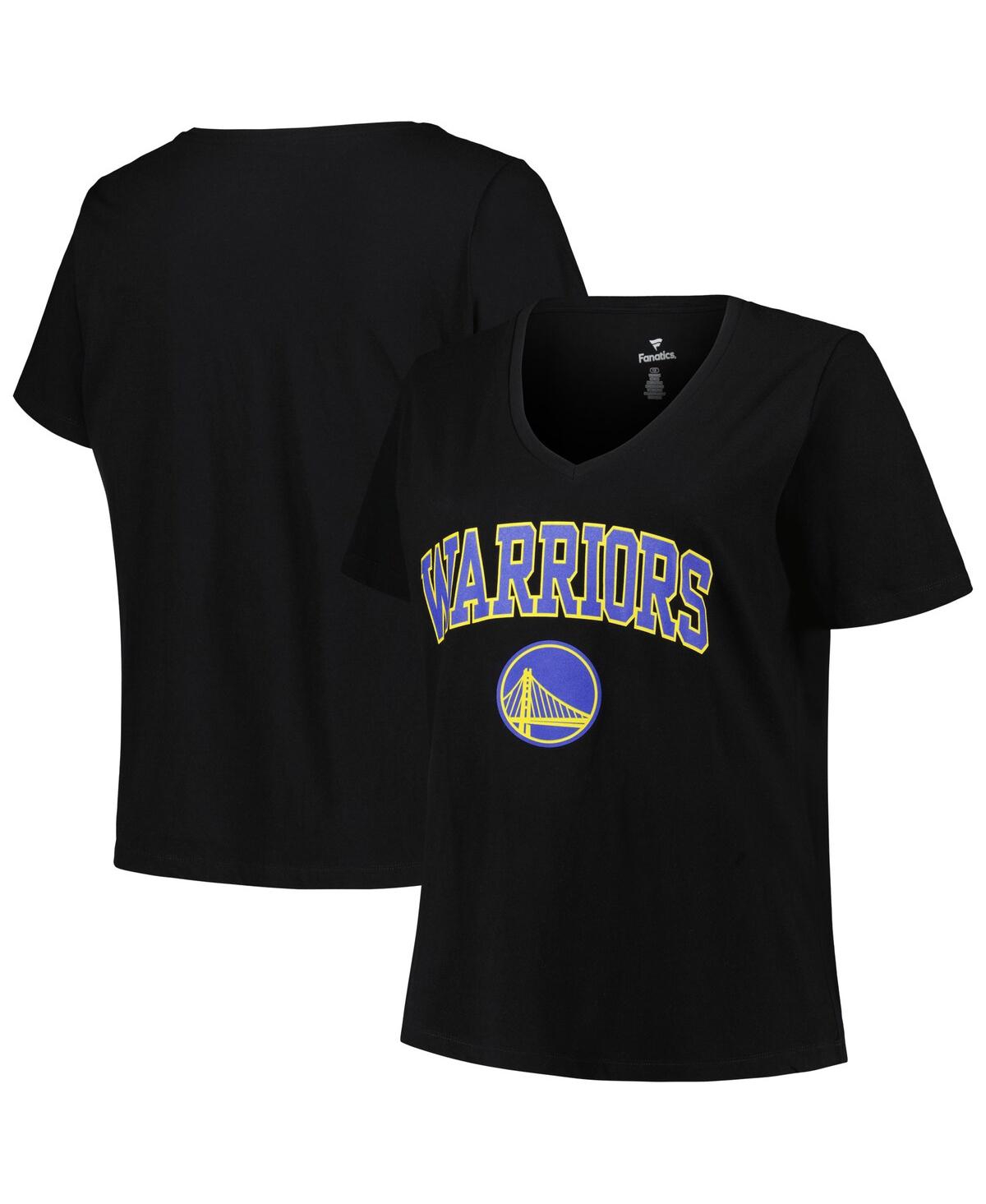 Shop Profile Women's  Black Golden State Warriors Plus Size Arch Over Logo V-neck T-shirt