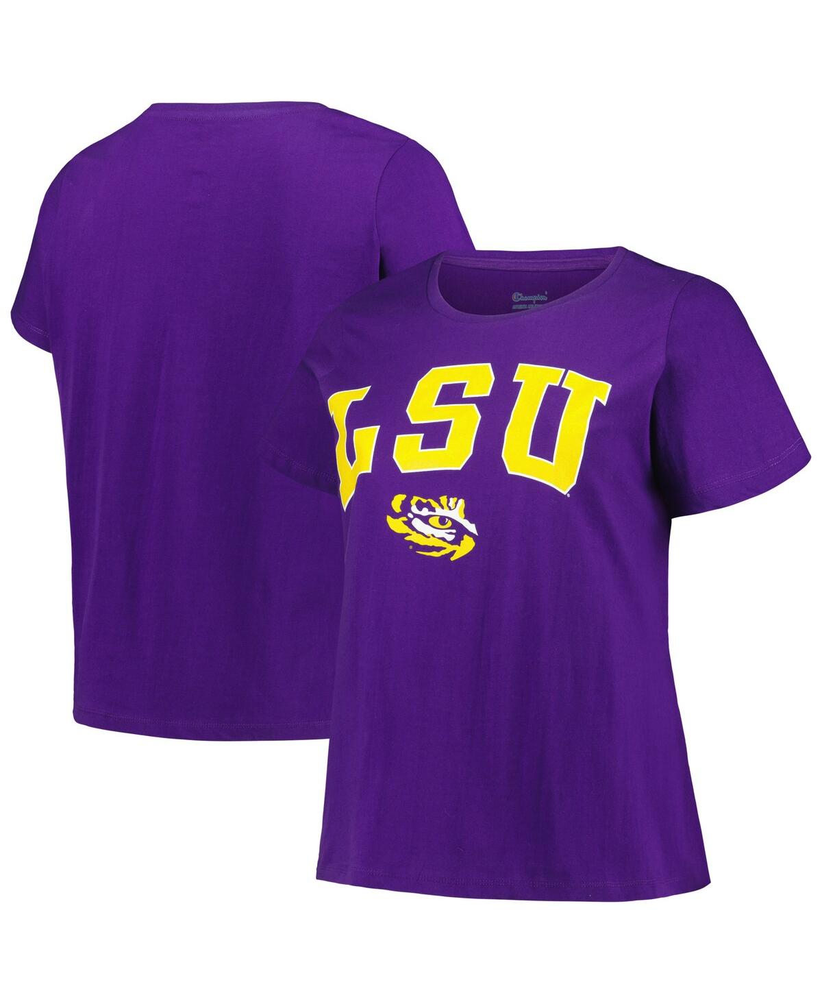 Women's Profile Purple Lsu Tigers Plus Size Arch Over Logo Scoop Neck T-shirt - Purple