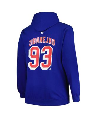 Men's Mika Zibanejad Blue New York Rangers Big and Tall Name and Number Pullover Hoodie
