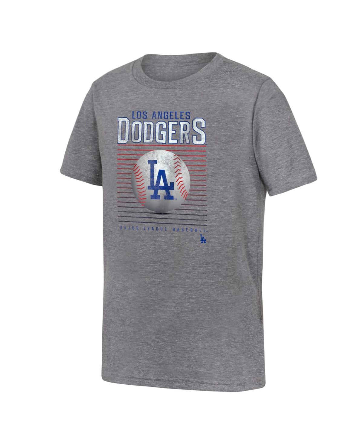 Shop Fanatics Big Boys And Girls  Gray Los Angeles Dodgers Relief Pitcher Tri-blend T-shirt