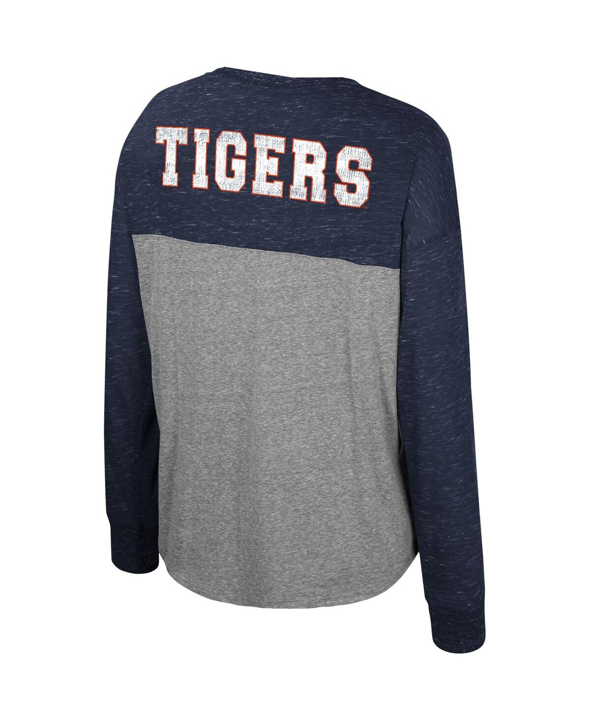 Shop Colosseum Women's  Heather Gray, Navy Distressed Auburn Tigers Jelly Of The Month Oversized Tri-blend In Heather Gray,navy