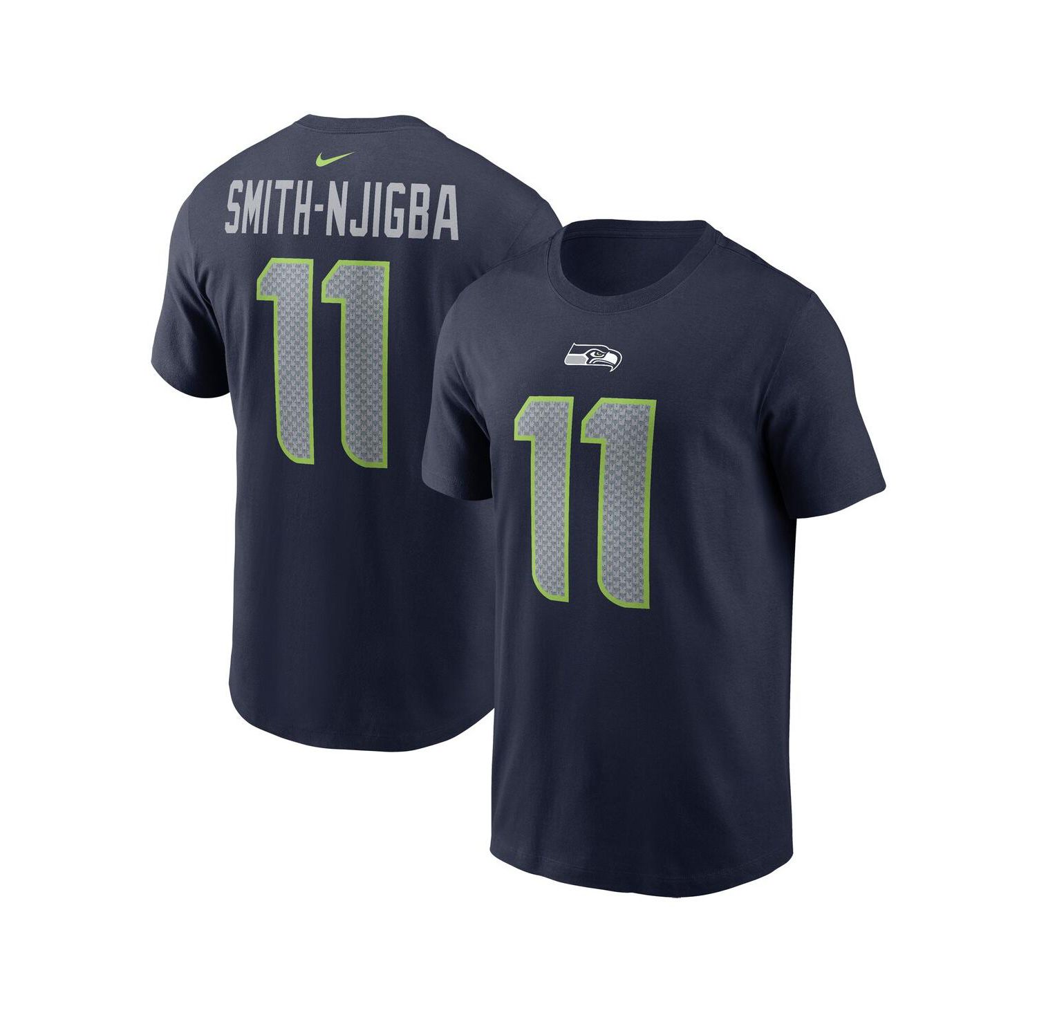 Men's Jaxon Smith-Njigba Navy Seattle Seahawks 2023 NFL Draft First Round Pick Player Name and Number T-shirt