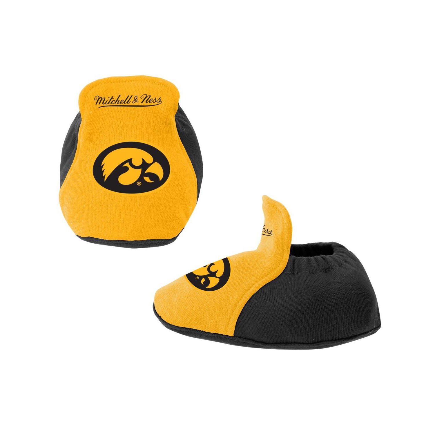 Baby Boys and Girls Mitchell and Ness Black, Gold Iowa Hawkeyes 3-Pack Bodysuit, Bib and Bootie Set