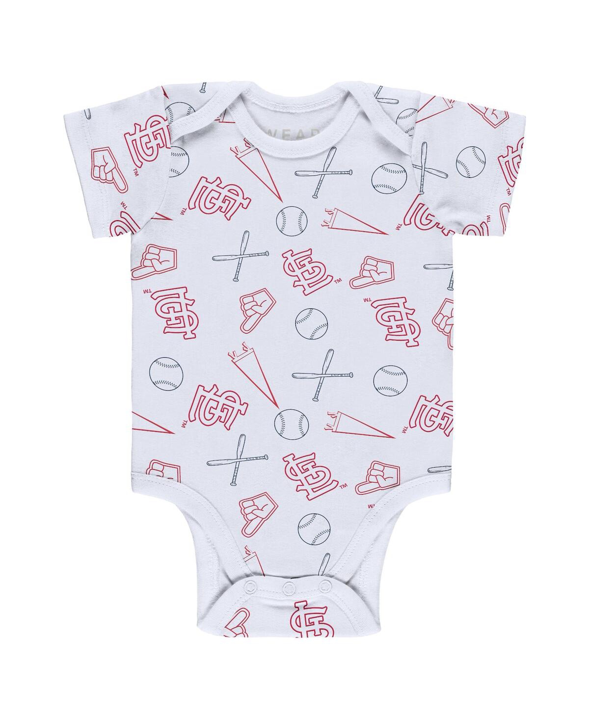 Shop Wear By Erin Andrews Baby Boys And Girls  Gray, White, Red St. Louis Cardinals Three-piece Turn Me Ar In Gray,white,red