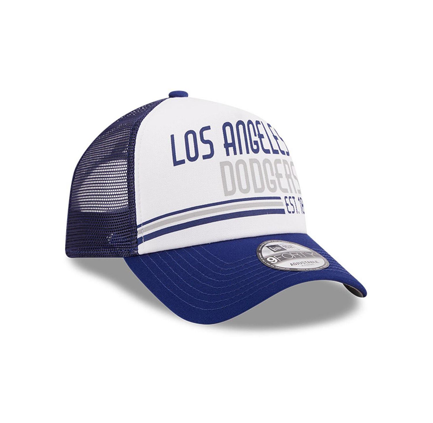 Men's White, Royal Los Angeles Dodgers Stacked A-Frame Trucker 9FORTY Adjustable Hat