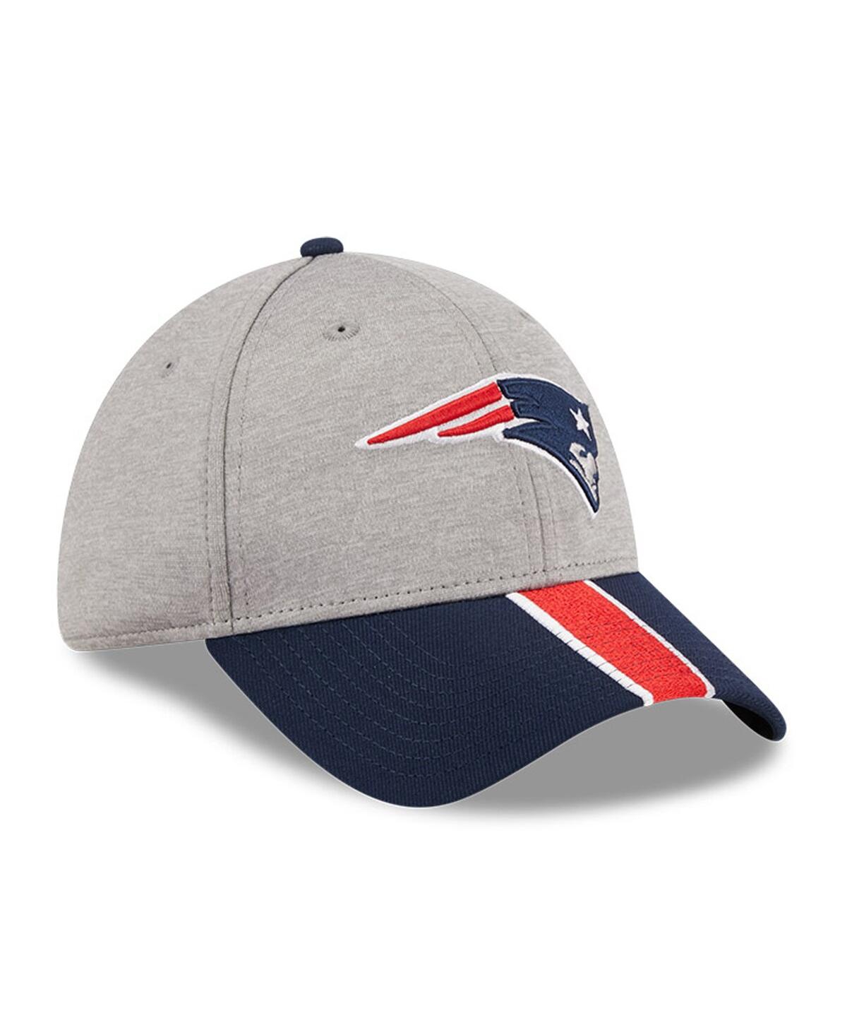 Men's New Era Navy New England Patriots Striped 39THIRTY Flex Hat - Navy