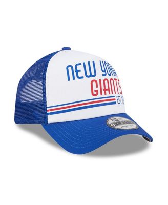 Men's White, Royal New York Giants Stacked A-Frame Trucker 9FORTY Adjustable Hat